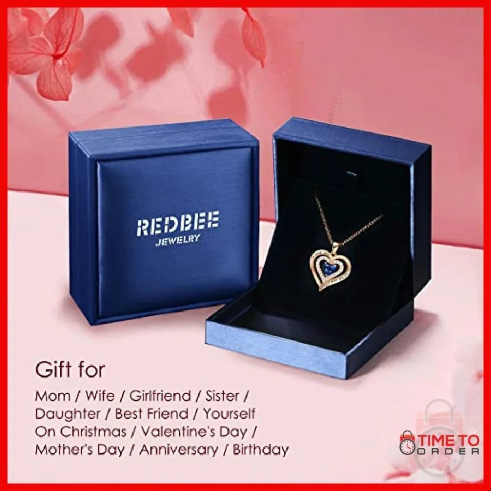 Sterling Silver Double Heart Birthstone Necklace 18+10 Inch